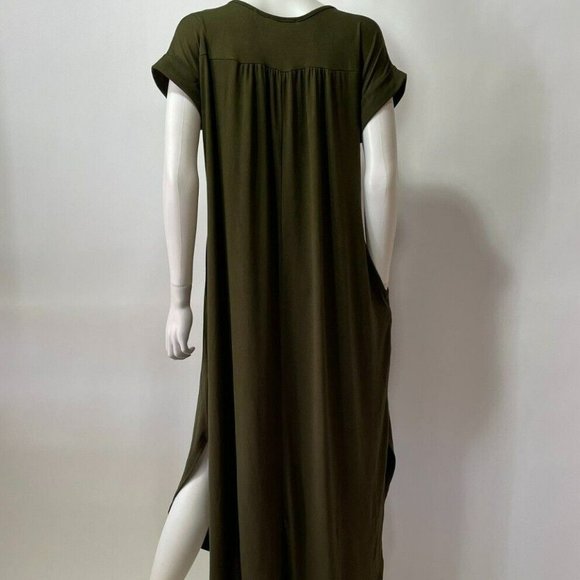 Entro Olive Short Sleeve Pocket Maxi Dress - Picture 2 of 2